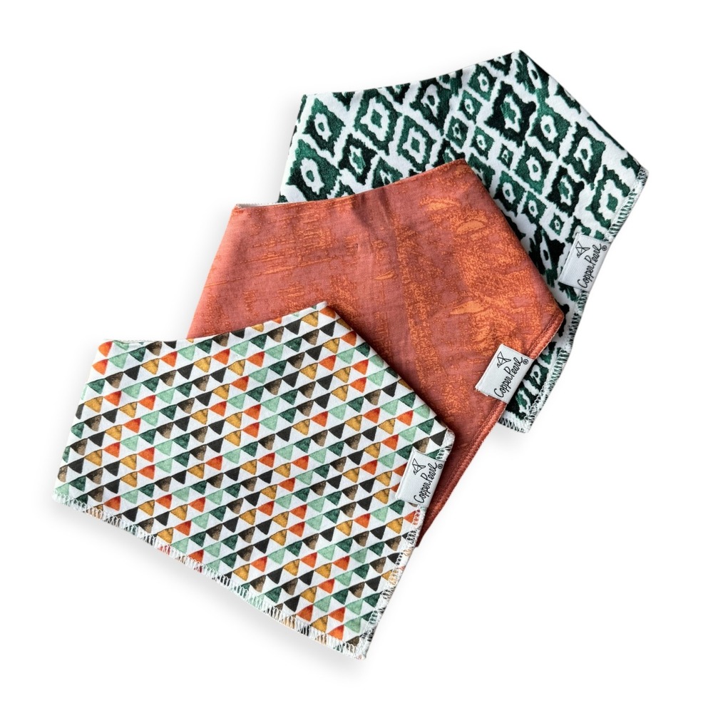 Copper Pearl Baby Bandana Bibs 3 Pack Cotton Fleece OS Like New